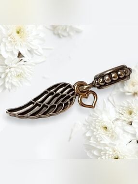 Angel Wing & Heart Dangle Charm
